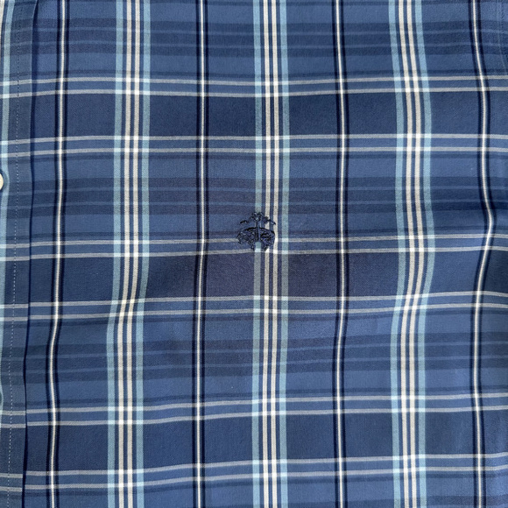 Brooks Brothers Madison Shirt Mens Large Blue Plaid Button Up Logo Preppy‎ - Picture 4 of 11